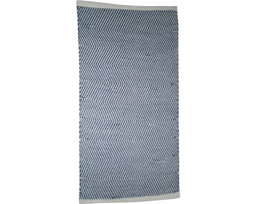 Tapis en chiffon Dakota à rayures gris-bleu 65x130 cm