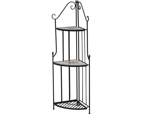 Étagère d''angle avec deux tablettes en mosaïque métallique