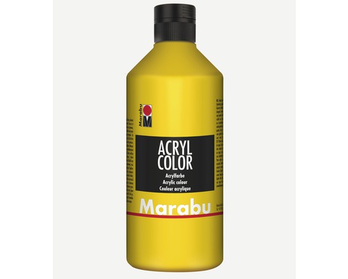 Peinture acrylique Marabu Acryl Color jaune 019 500 ml Peinture acrylique jaune dans une bouteille en plastique
