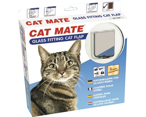 Chatière Cat Mate 4-voies porte vitrée blanche Chatière Cat Mate 4-voies porte vitrée blanche