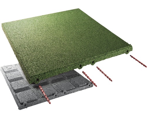 Dalle de protection anti-chute terralastic 50x50x3 cm vert Tapis de gazon carré vert avec éléments de connexion