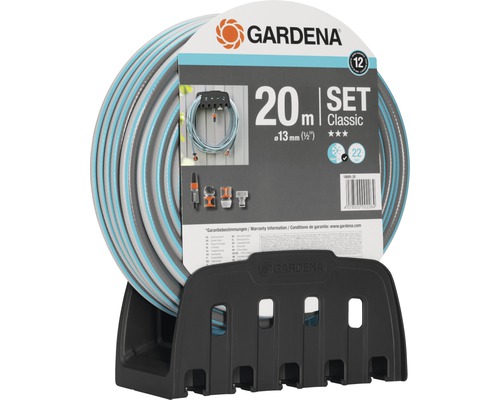 Gardena Classic Gartenschlauch Set 20 Meter mit Wandhalterung