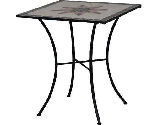 Quadratischer Bistrotisch mit Mosaikplatte und Metallgestell