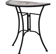 Halbmondförmiger Mosaiktisch mit Metallgestell