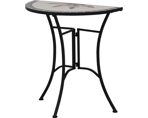 Halbmondförmiger Mosaiktisch mit Metallgestell