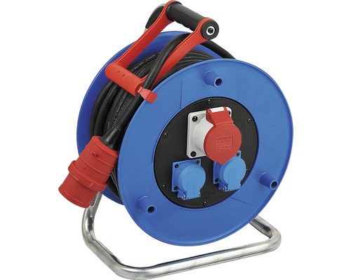 Brennenstuhl Industrie-Baustellen Kabeltrommel IP44 H07RN-F 5G2,5 RN Kabel Garant CEE 1 20 m Baustelleneinsatz und ständiger Einsatz im Außenbereich Kabeltrommel mit Stecker und Steckdosen