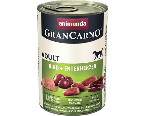 Hundefutter nass animonda Grand Carno Adult Rind/Entenherzen 400 g