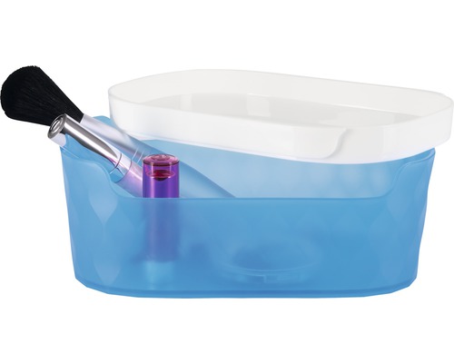 Aufbewahrungsbox für Kosmetikartikel mit Make-up und Pinsel