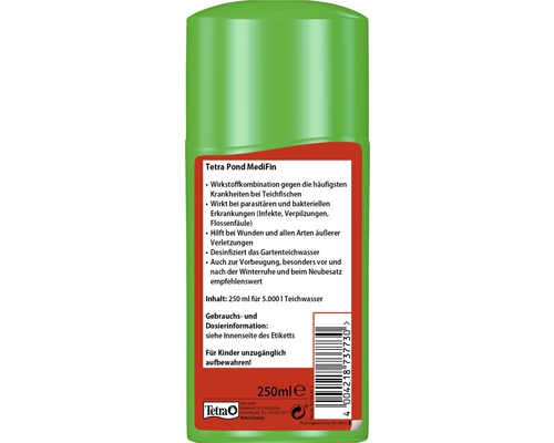 Tetra Pond MediFin Teichpflegemittel in grüner Flasche