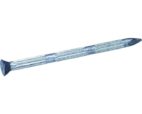 Stahlrillennägel 2,7 x 50 mm metallisiert, 100 Stück Ein einzelner gerillter Nagel mit Kopf und Spitze.