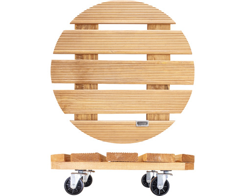 Runder Pflanzenroller aus Holz mit Rollen