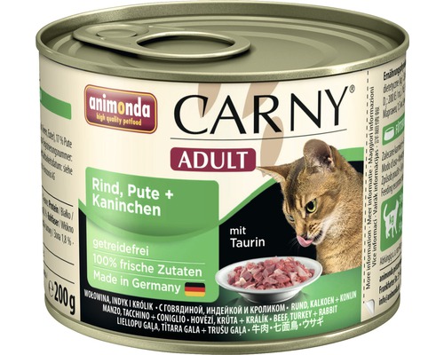 Pâtée pour chat animonda Carny Adult bœuf, dinde + lapin 200 g