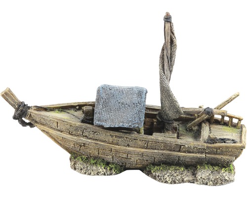 Décoration d'aquarium aquatlantis bateau à voile 30x10x20 cm Décoration d''une épave de bateau pour aquarium