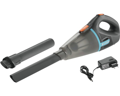 Aspirateur extérieur sur batterie GARDENA EasyClean Li avec chargeur et fixation murale