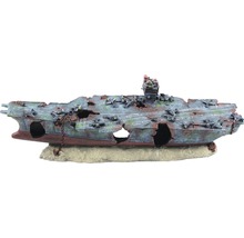 Décoration d'aquarium aquatlantis navire de guerre / porte-avions 68x17,5x25 cm