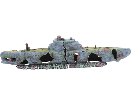 Décoration d'aquarium aquatlantis navire-citerne 58x9,5x14,5cm Décoration d''épave de sous-marin pour aquariums