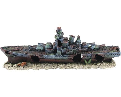 Décoration d'aquarium aquatlantis bateau détruit petit 47x9,5x17 cm Bateau décoratif comme décoration d''aquarium