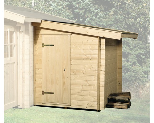 Anbauschuppen weka für Typ 137 mit Fußboden 180 x 270 cm natur Holzschuppen mit Tür zur Lagerung von Brennholz im Garten