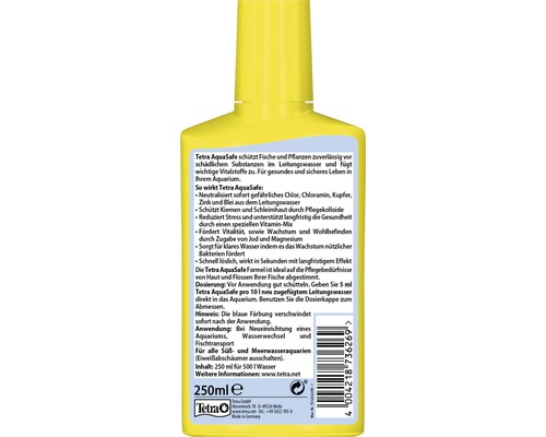 Conditionneur d''eau Tetra AquaSafe, flacon de 250 millilitres