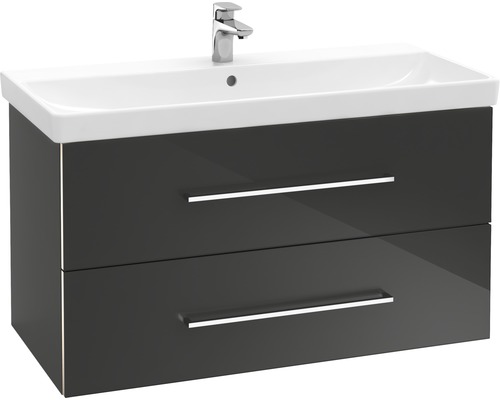 Meuble sous-vasque avec deux tiroirs, vasque en céramique et robinetterie