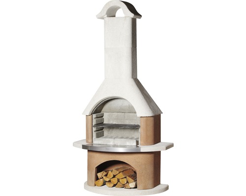Barbecue cheminée Buschbeck Davos 65 x 110 x 210 cm blanc terre cuite