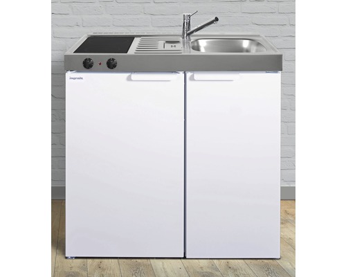 Stengel-Küchen Miniküche mit Geräten Kitchenline 90 cm Frontfarbe weiß glänzend Korpusfarbe weiß montiert