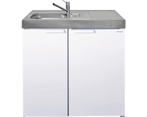 Stengel-Küchen Miniküche mit Geräten Kitchenline 90 cm weiß glänzend montiert Variante links