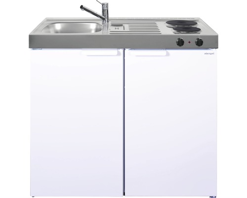 Stengel-Küchen Miniküche mit Geräten Kitchenline 100 cm weiß glänzend montiert Variante links