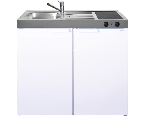 Stengel-Küchen Miniküche mit Geräten Kitchenline 100 cm Frontfarbe weiß glänzend Korpusfarbe weiß montiert