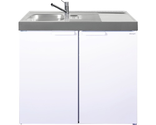 Stengel-Küchen Miniküche mit Geräten Kitchenline 100 cm weiß glänzend montiert Variante links