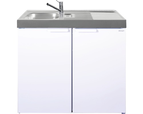 Stengel-Küchen Miniküche mit Geräten Kitchenline 100 cm weiß glänzend vormontiert Variante links