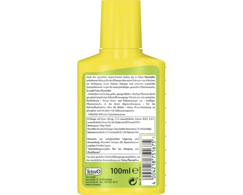 Engrais pour plantes d''aquarium Tetra PlantaMin dans une bouteille jaune