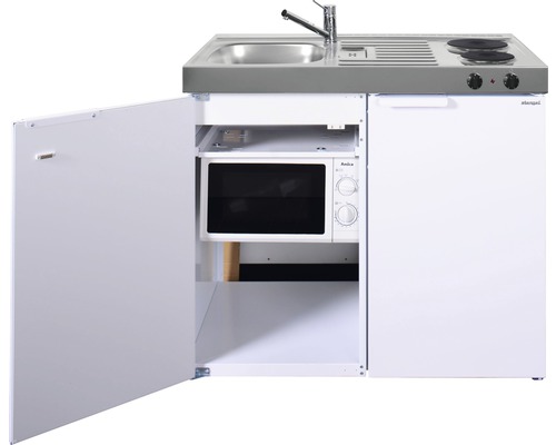 Stengel-Küchen Miniküche mit Geräten Kitchenline 100 cm weiß glänzend vormontiert Variante links