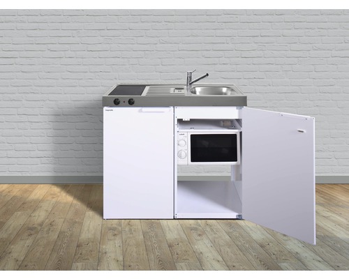 Cuisines Stengel mini-cuisine avec appareils Kitchenline 100 cm blanc brillant prémontée variante droite