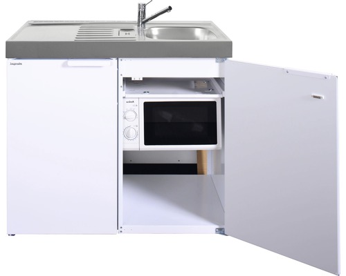 Stengel-Küchen Miniküche mit Geräten Kitchenline 100 cm weiß glänzend montiert Variante rechts
