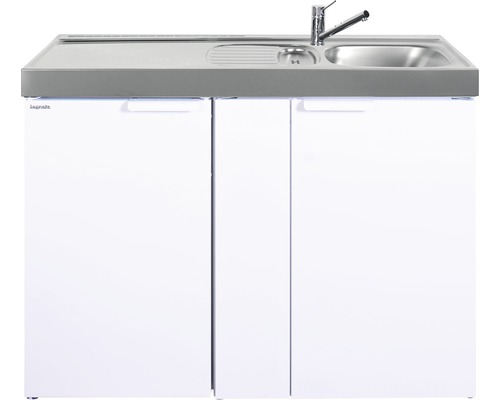 Stengel-Küchen Miniküche mit Geräten Kitchenline 120 cm Frontfarbe weiß glänzend Korpusfarbe weiß montiert