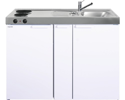 Stengel-Küchen Miniküche mit Geräten Kitchenline 120 cm Frontfarbe weiß glänzend Korpusfarbe weiß montiert