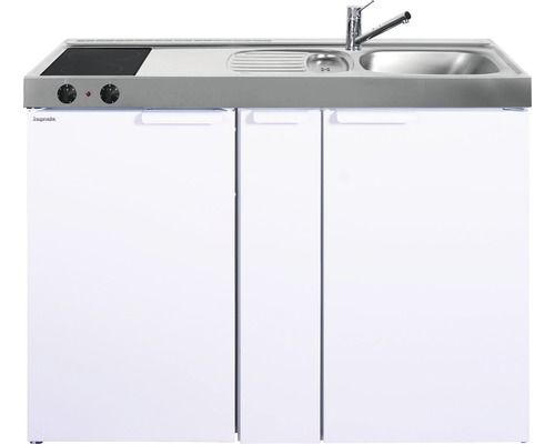 Stengel-Küchen Miniküche mit Geräten Kitchenline 120 cm weiß glänzend montiert Variante rechts