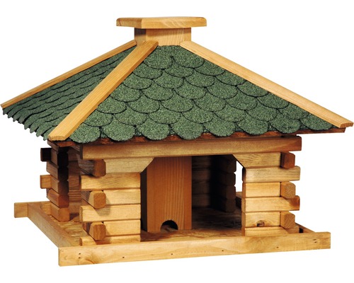 Vogelfutterhaus rustikal quadratisch mit grünen Schindeln 50x50x38 cm-0