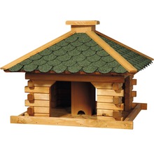 Vogelfutterhaus rustikal quadratisch mit grünen Schindeln 50x50x38 cm-thumb-1