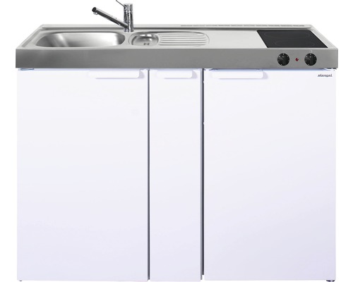Stengel-Küchen Miniküche mit Geräten Kitchenline 120 cm weiß glänzend montiert Variante links