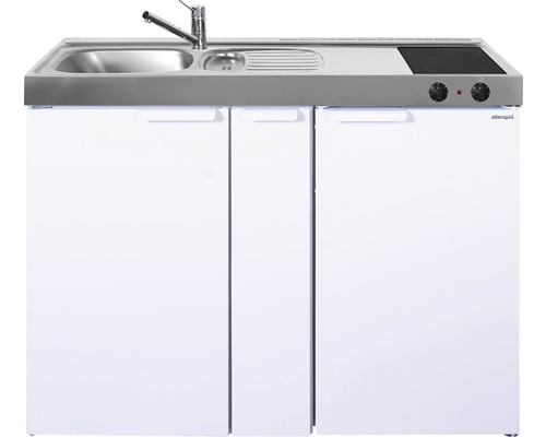 Stengel-Küchen Miniküche mit Geräten Kitchenline 120 cm weiß glänzend vormontiert Variante links