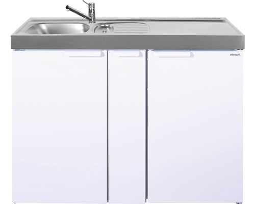 Stengel-Küchen Miniküche mit Geräten Kitchenline 120 cm Frontfarbe weiß glänzend Korpusfarbe weiß montiert