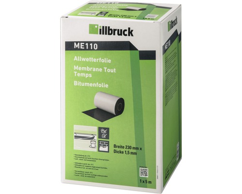 Verpackung der Illbruck ME110 Allwetterfolie Bitumenfolie, 230 mm breit und 1,5 mm dick
