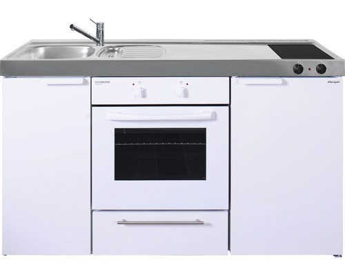 Miniküche mit Spüle, Kochfeld und Backofen