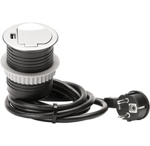 Multiprise à encastrer et USB noir/argent avec H05VV-F3G1,5mm² 1,5 m-thumb-0