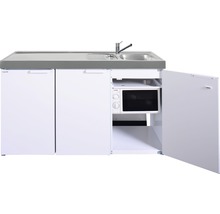 Cuisine compacte avec évier, micro-ondes et espace de rangement