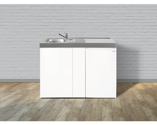 Kitchenette équipée Stengel-Küchen Easyline 100 cm façade blanche brillante , corps blanc variante à gauche