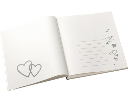 Offenes Gästebuch mit Herzmotiven