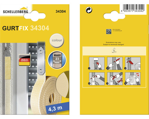 Schellenberg Gurtfix 34304 Rolladengurt mit 23 Millimeter Breite und 4,3 Meter Länge